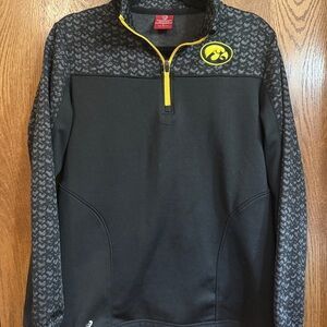 Colosseum Black and Yellow Hoodie with Quarter Zip and Logo
